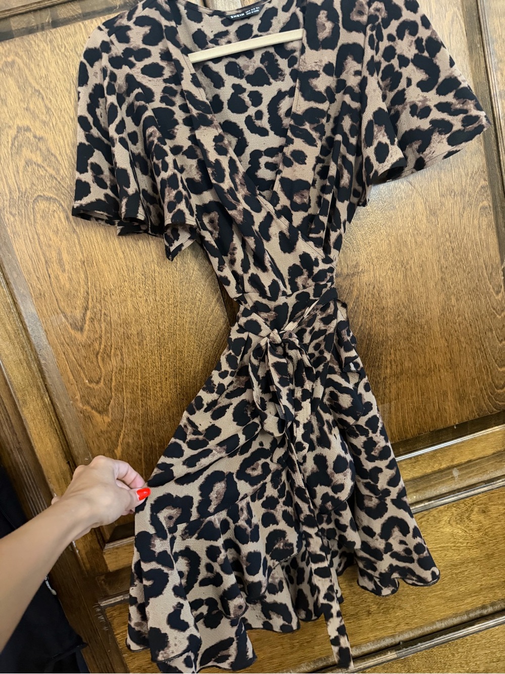 SHEIN Tan and Black Leopard Print Mini Dress